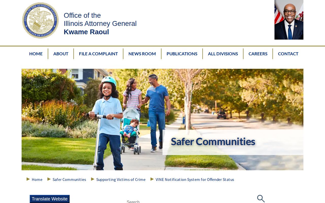Illinois Attorney General VINE victim notification program information
