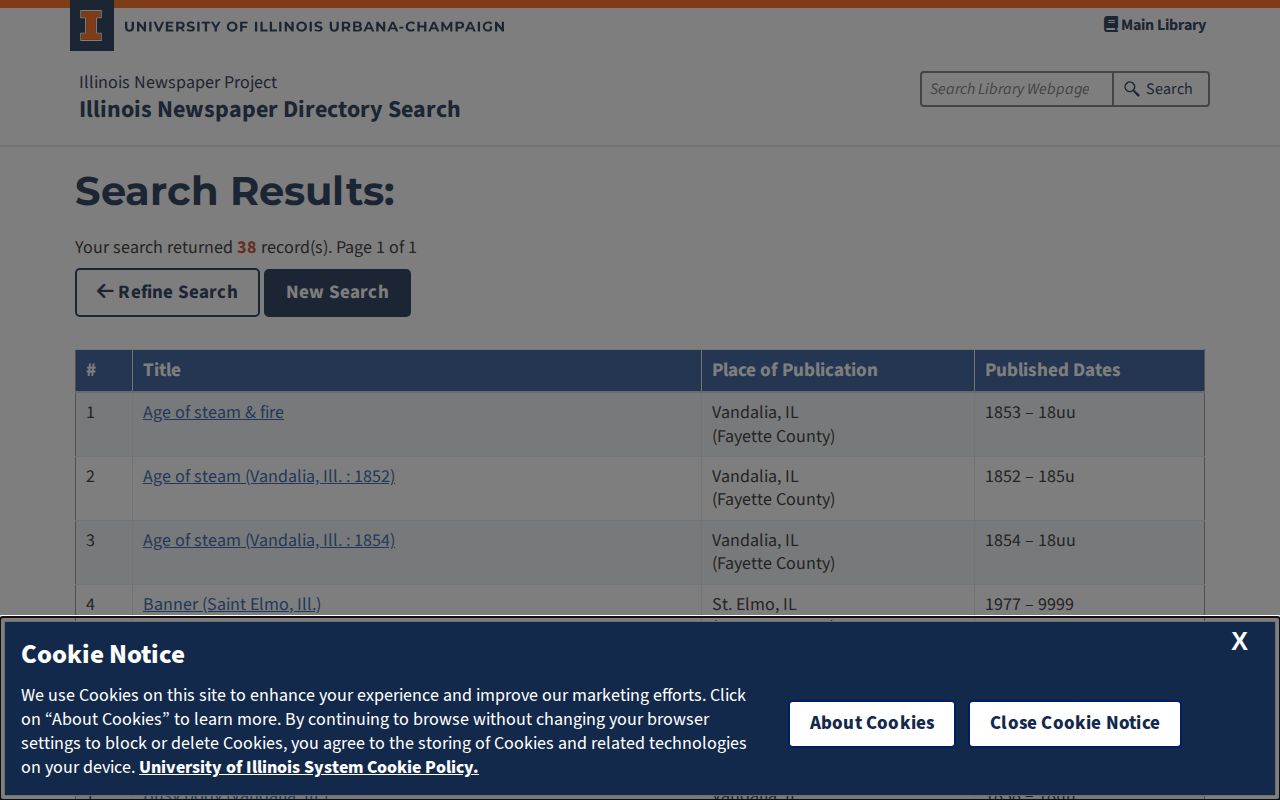 Illinois Newspaper Project Fayette County newspaper archive results